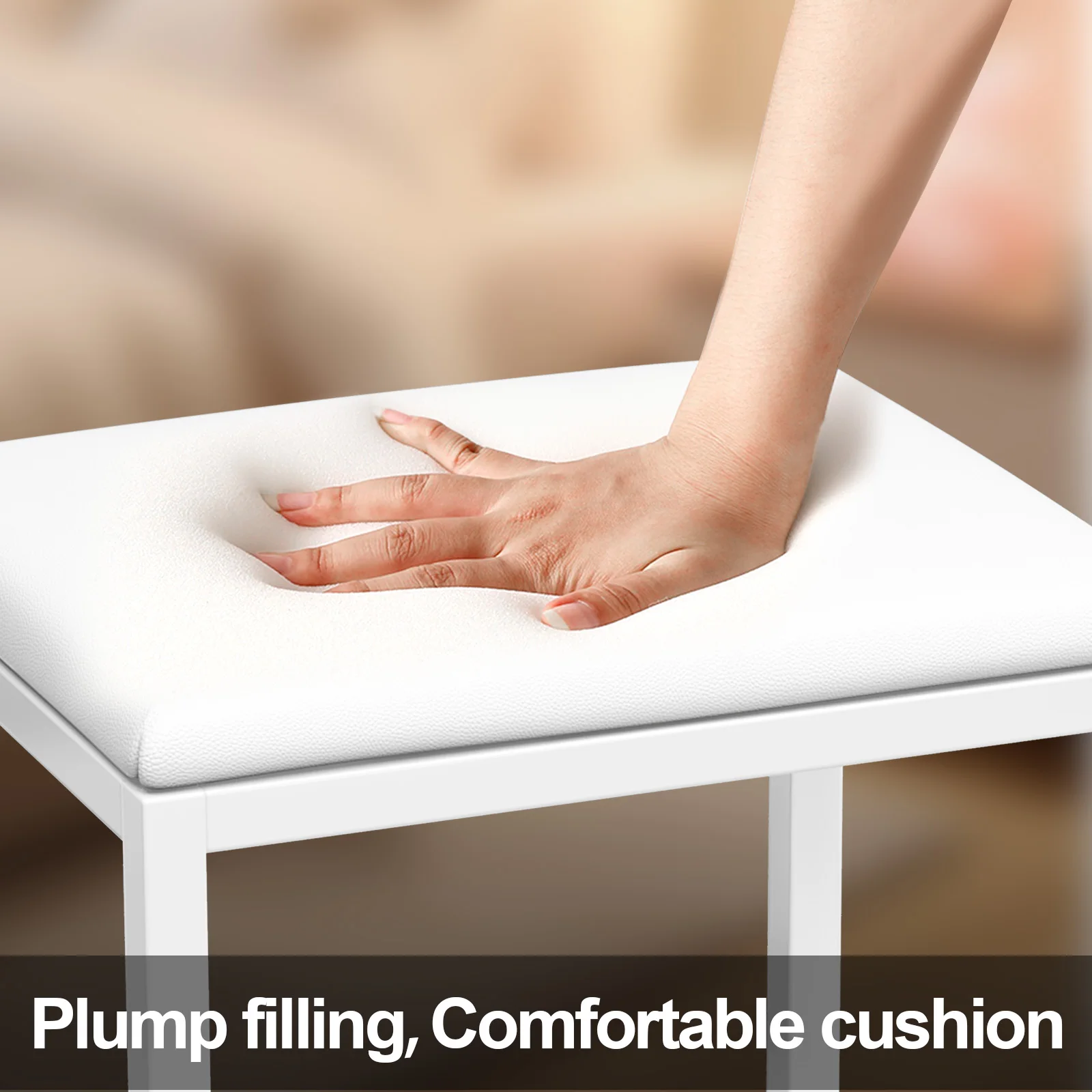 Modern Comfortable Vanity Stool Chair with Padded Cushion Soft Seat for Makeup Vanity Dressing Table Bedroom Furniture