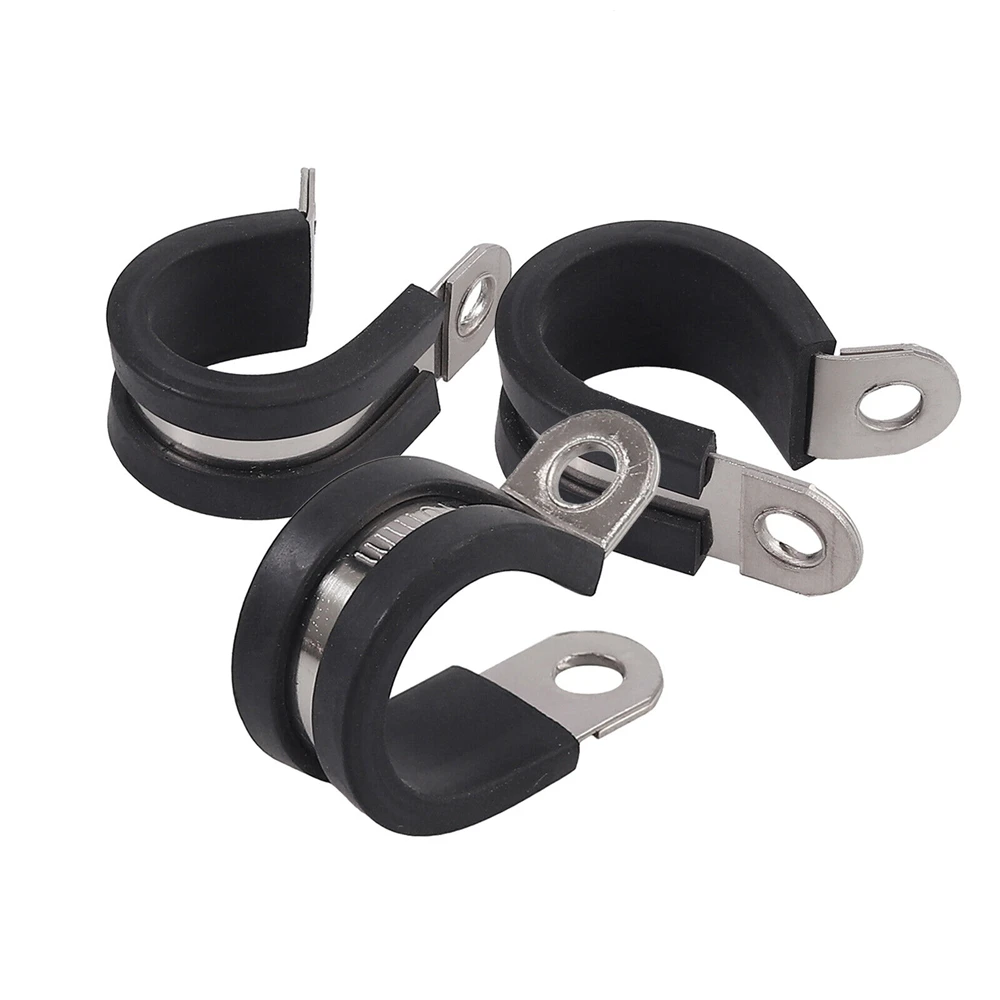 10PCS P Clips Rubber Lined Cable Hose Pipe Clamps Holder Air Clip Clamp 6mm-24mm