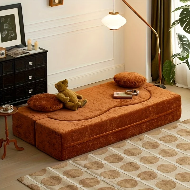 Cream sand hair bed, folding living room sofa, multi-function sofa, apartment high elastic foam double sofa