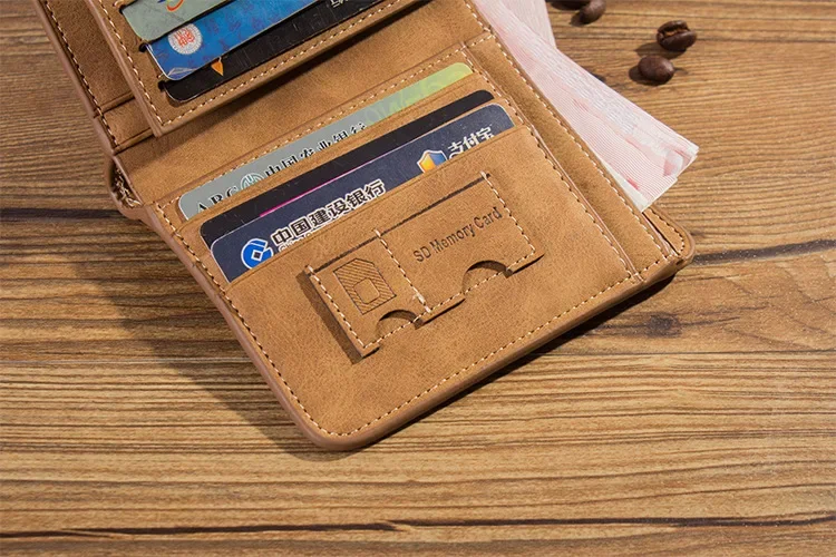 Men's Wallet Leather Billfold Slim Hipster Cowhide Credit Card/ID Holders Inserts Coin Purses Luxury Business Foldable Purse
