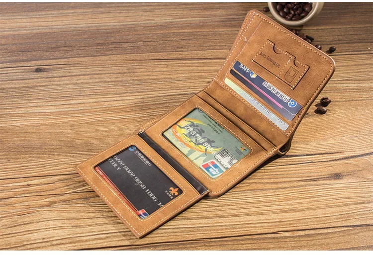 Men's Wallet Leather Billfold Slim Hipster Cowhide Credit Card/ID Holders Inserts Coin Purses Luxury Business Foldable Purse