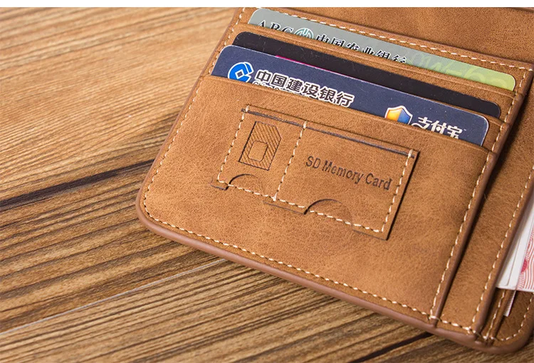 Men's Wallet Leather Billfold Slim Hipster Cowhide Credit Card/ID Holders Inserts Coin Purses Luxury Business Foldable Purse