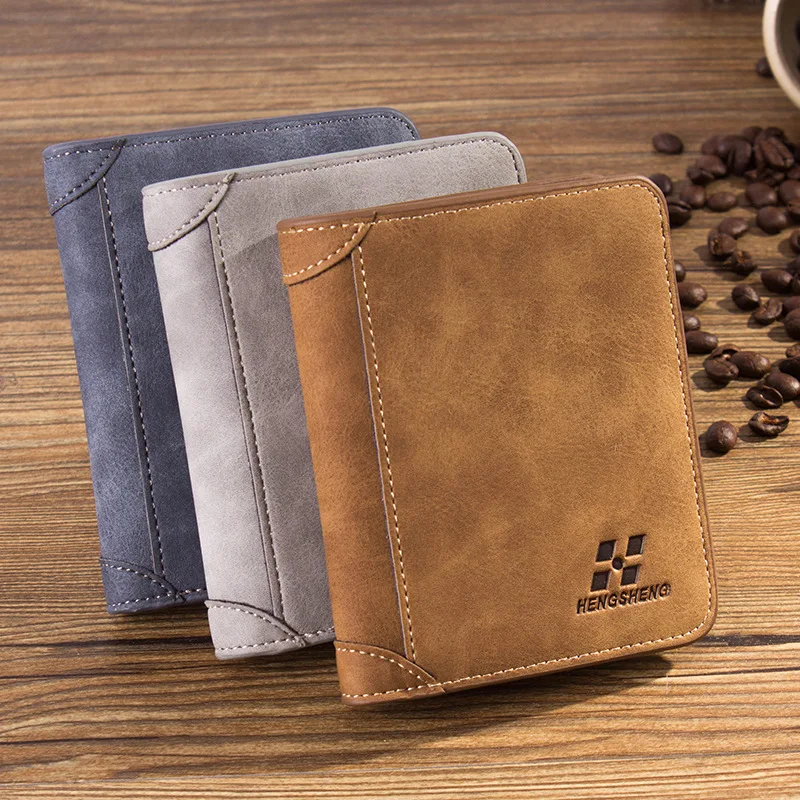 Men's Wallet Leather Billfold Slim Hipster Cowhide Credit Card/ID Holders Inserts Coin Purses Luxury Business Foldable Purse