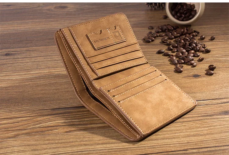 Men's Wallet Leather Billfold Slim Hipster Cowhide Credit Card/ID Holders Inserts Coin Purses Luxury Business Foldable Purse