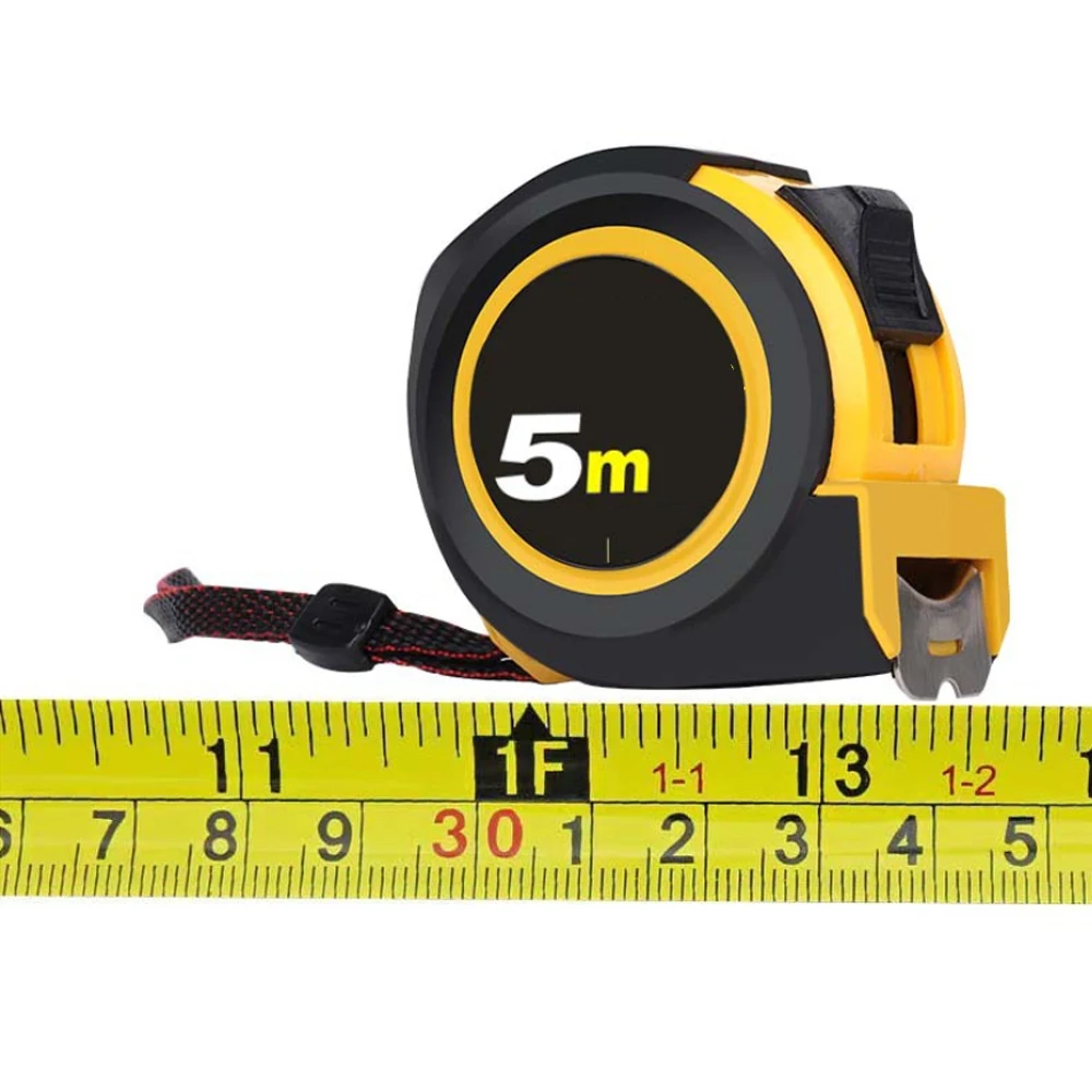 5/10m Measuring Tape Measure Steel Ruler Rule Lock Rubber Grip Metric and Inch