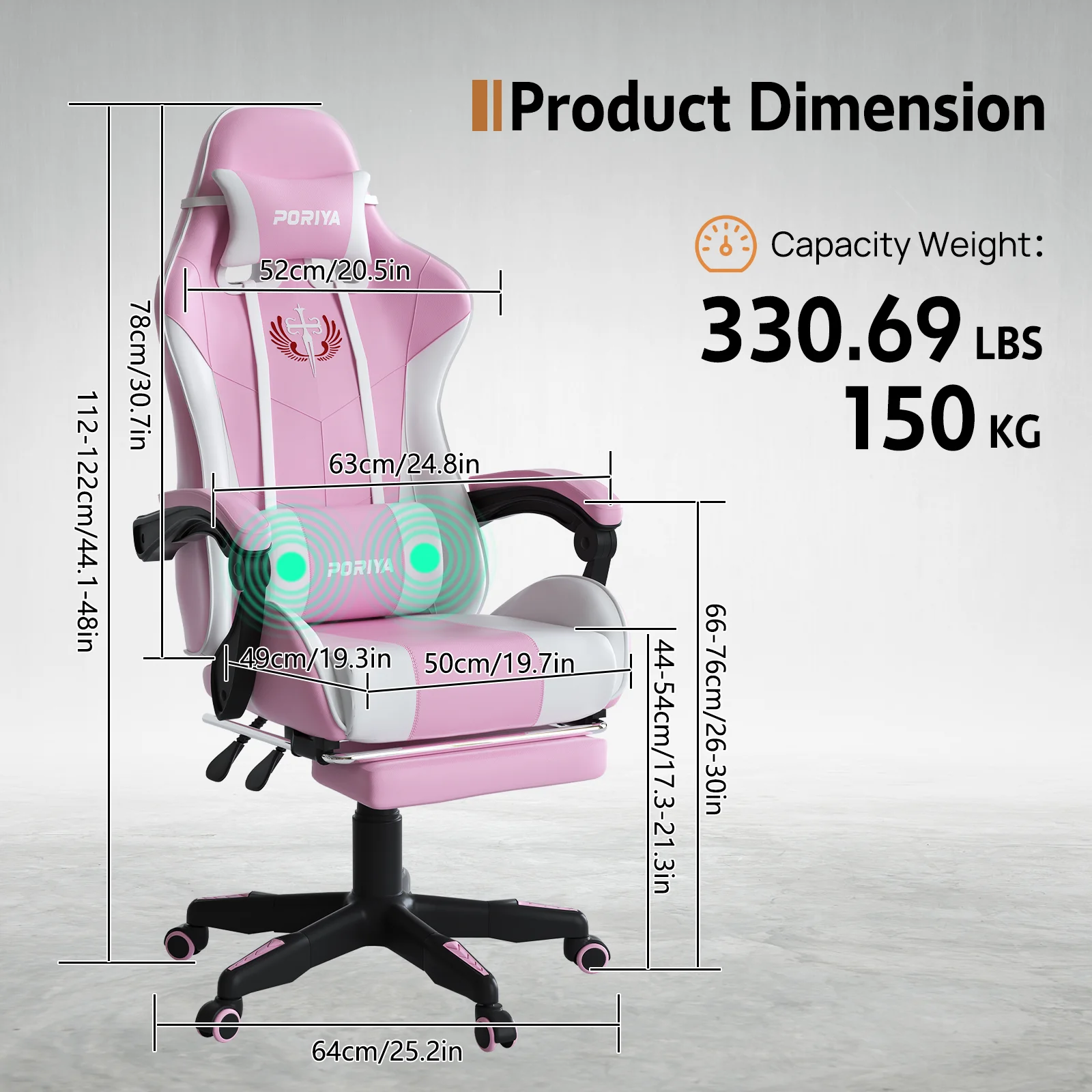 Gaming Chair Home Office Ergonomic 2-Point Massage Reclining Computer Chair