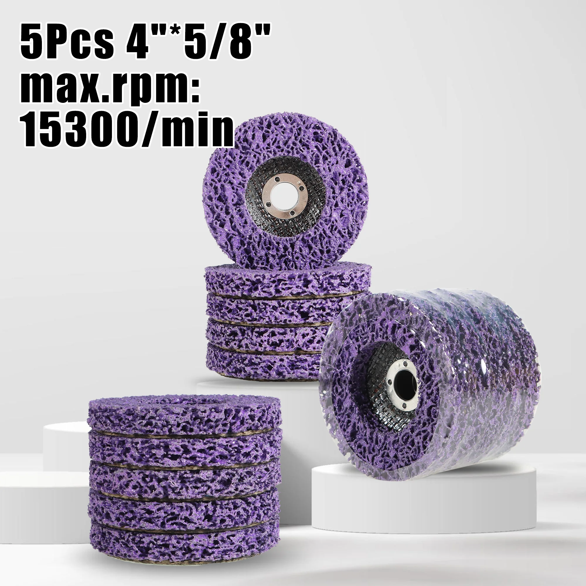 5Pcs 4" x 5/8" Purple Poly Strip Disc Wheel for Grinding Paint Rust Fit for Angle Grinder