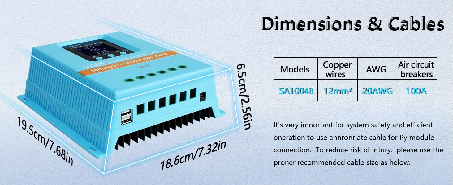 AU Stock Y&H MPPT 60A 80A 100A Solar Charge Controller 12V 24V 36V 48V LCD Display Solar Panel Battery Intelligent Regulator