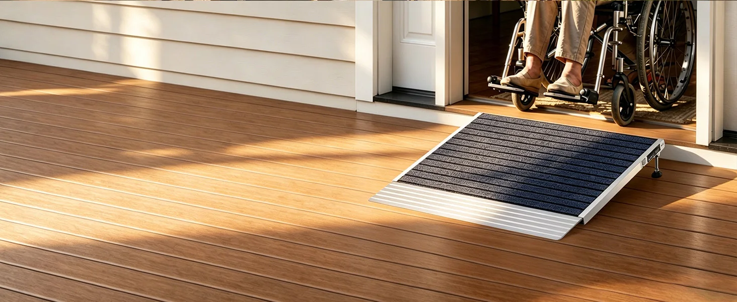 SucceBuy 24x36in / 36x36in Non-Slip Threshold Ramp with Adjustable Height Platform Aluminum Door Threshold Ramps for Doorways