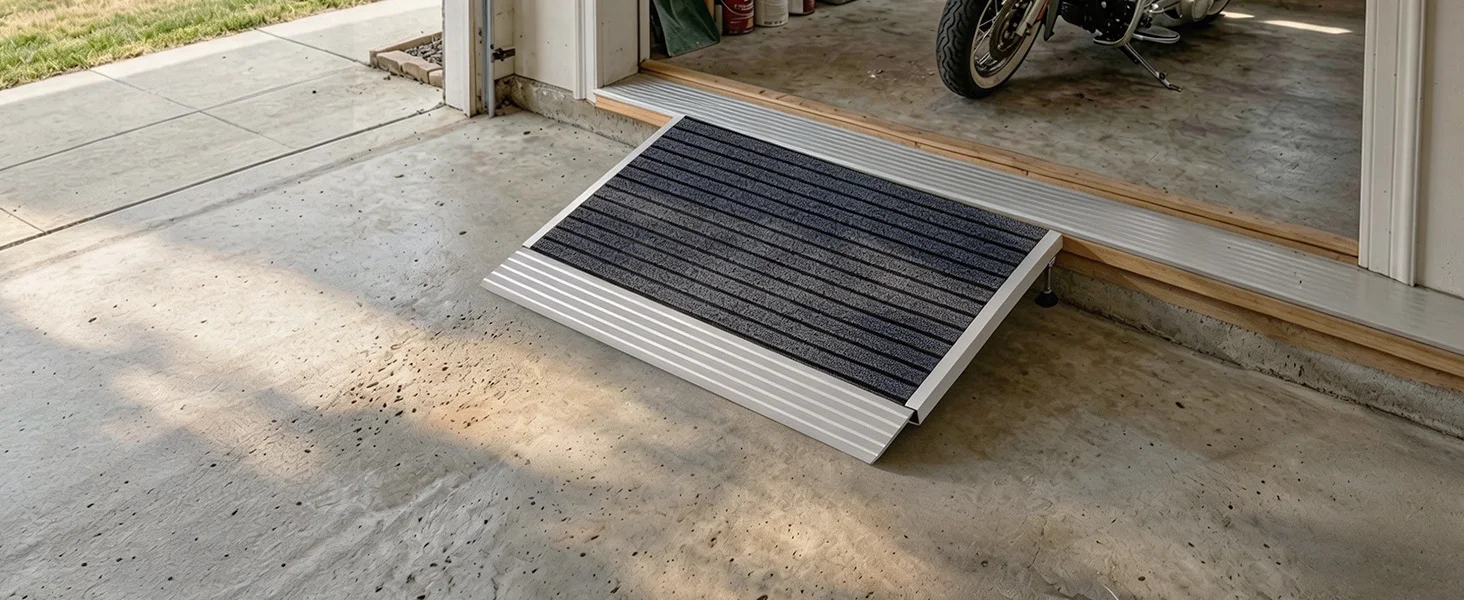SucceBuy 24x36in / 36x36in Non-Slip Threshold Ramp with Adjustable Height Platform Aluminum Door Threshold Ramps for Doorways