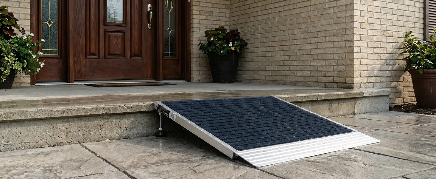 SucceBuy 24x36in / 36x36in Non-Slip Threshold Ramp with Adjustable Height Platform Aluminum Door Threshold Ramps for Doorways
