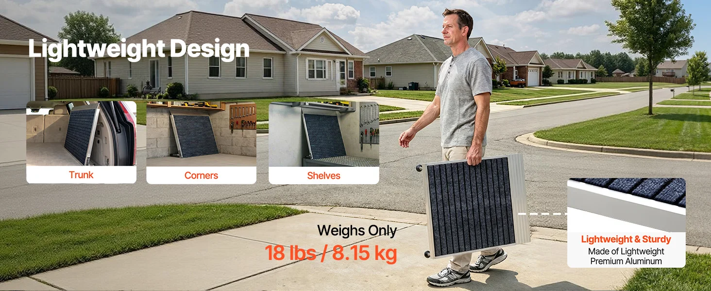 SucceBuy 24x36in / 36x36in Non-Slip Threshold Ramp with Adjustable Height Platform Aluminum Door Threshold Ramps for Doorways