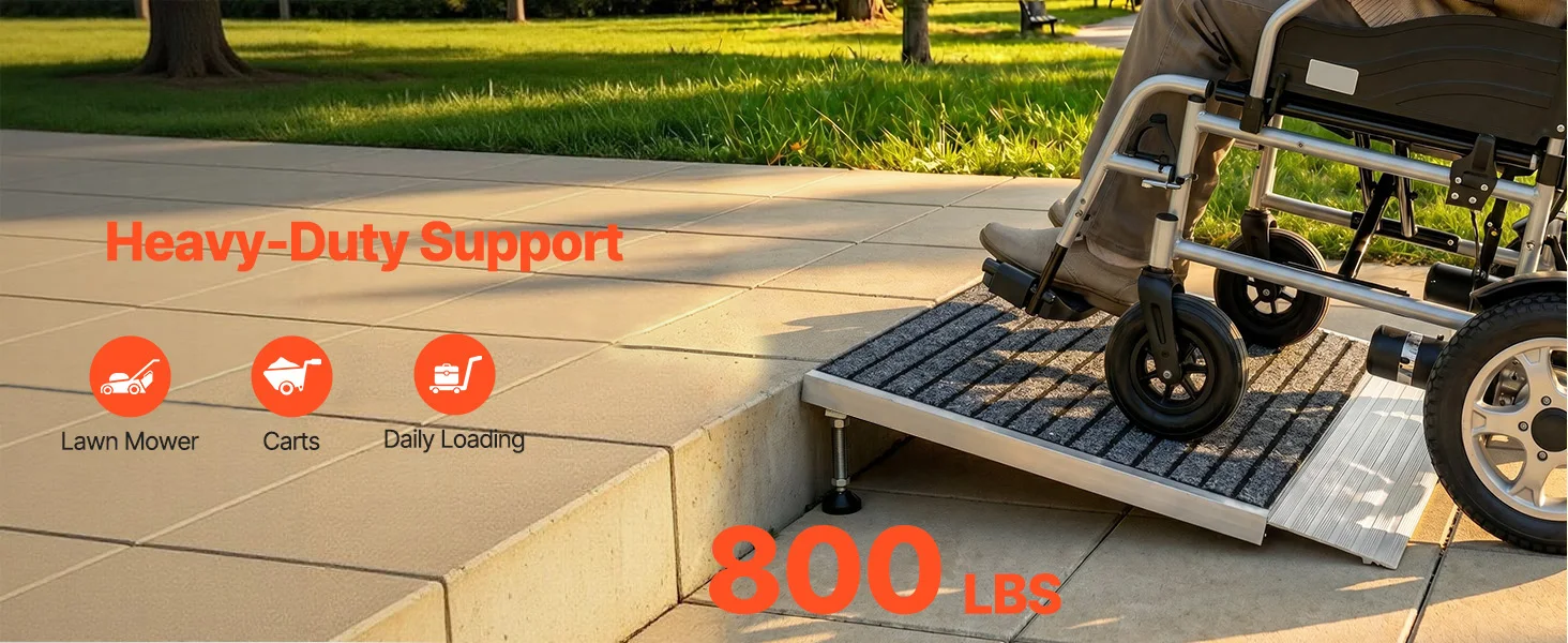 SucceBuy 24x36in / 36x36in Non-Slip Threshold Ramp with Adjustable Height Platform Aluminum Door Threshold Ramps for Doorways