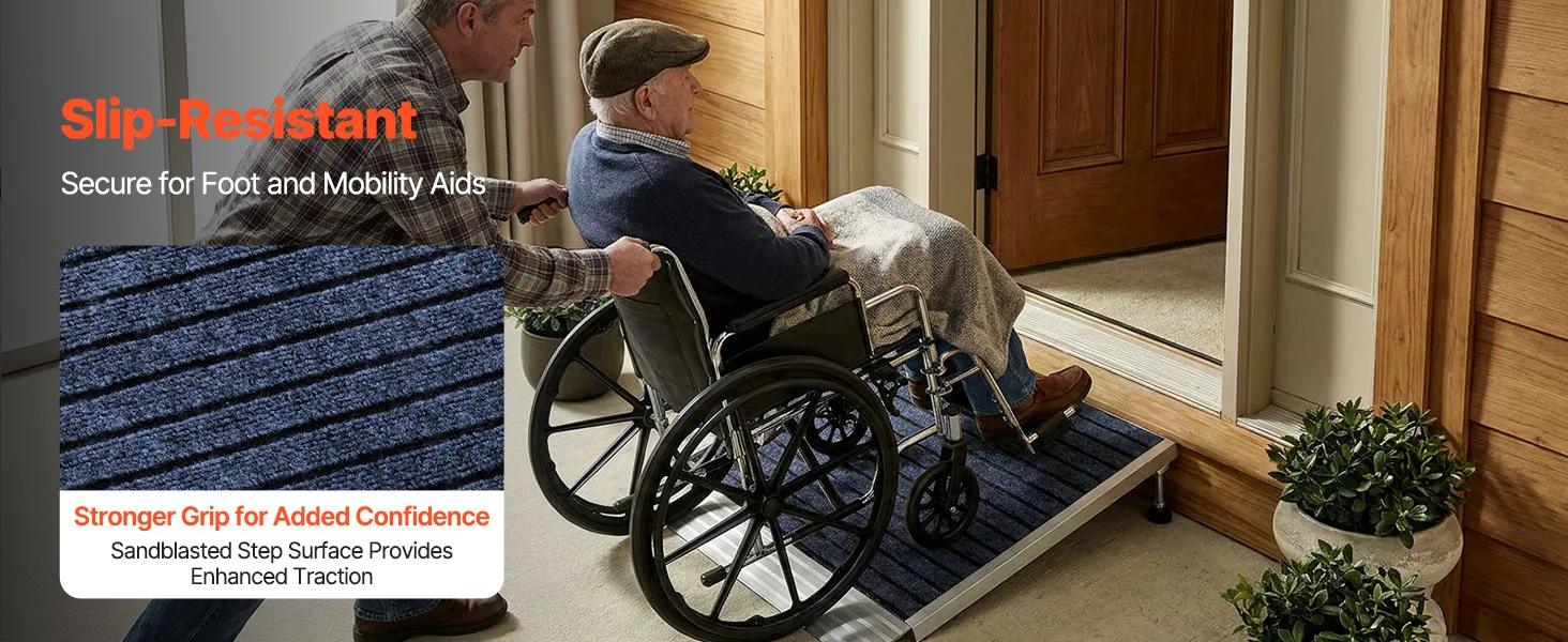 SucceBuy 24x36in / 36x36in Non-Slip Threshold Ramp with Adjustable Height Platform Aluminum Door Threshold Ramps for Doorways