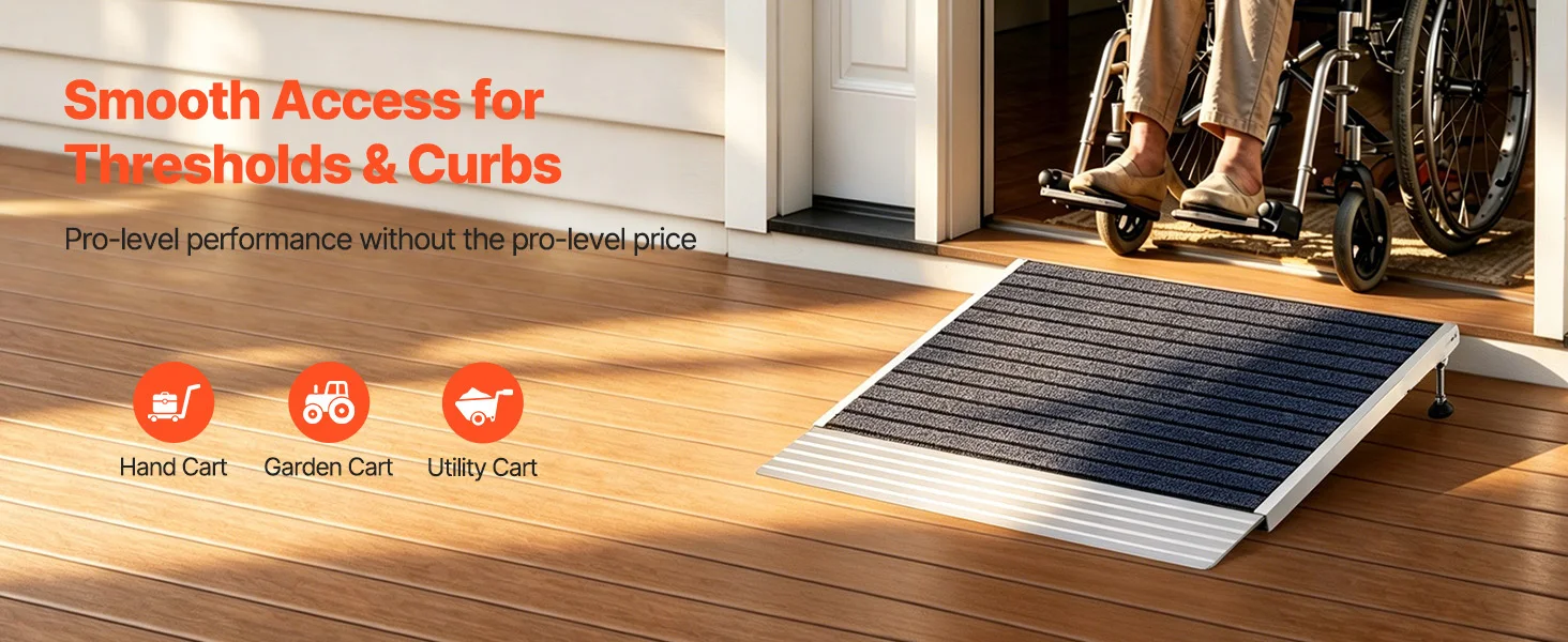 SucceBuy 24x36in / 36x36in Non-Slip Threshold Ramp with Adjustable Height Platform Aluminum Door Threshold Ramps for Doorways