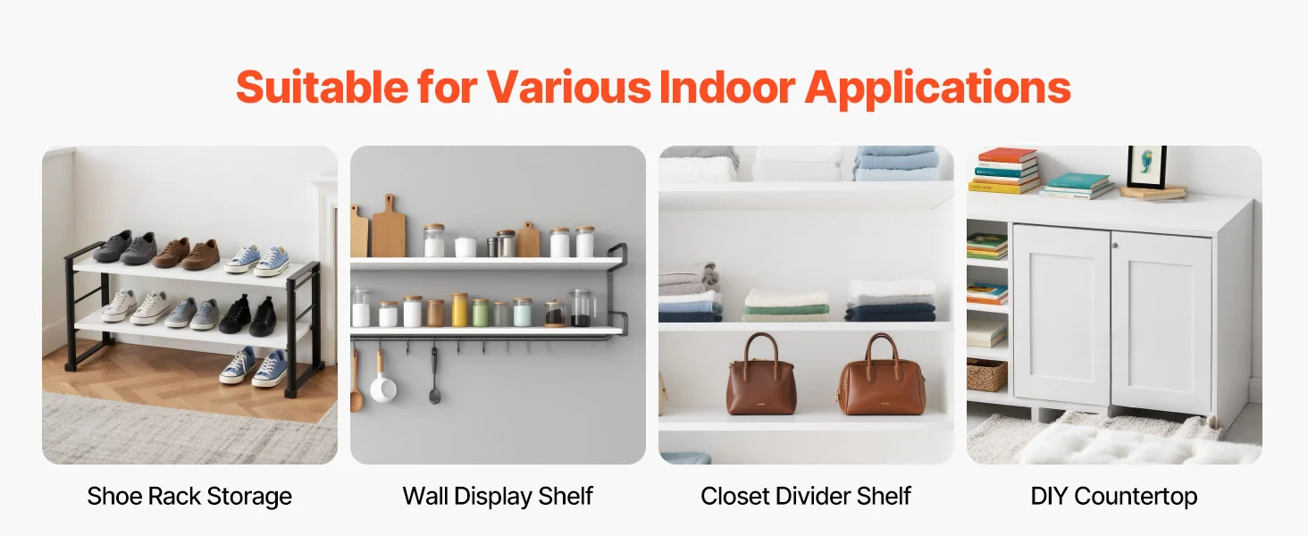 SucceBuy Melamine/Closet System Wooden Shelves Cut to Size 3/4/5 Retractable Hanger Rods Replacement Cabinet Shelf for Closets