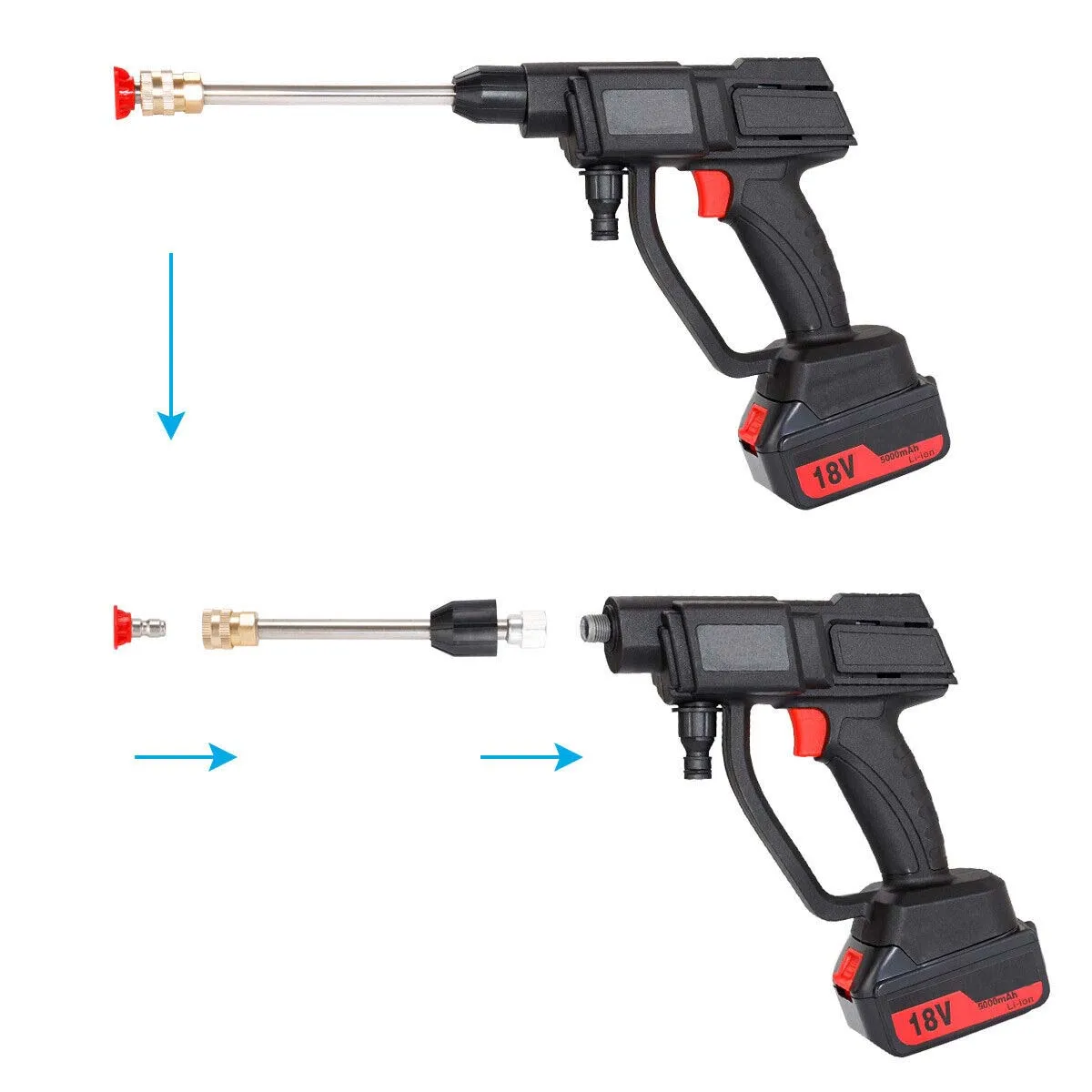 Cordless High Pressure Car Washer Water Gun Electric Spray Cleaner Foam Machine with 2 Battery