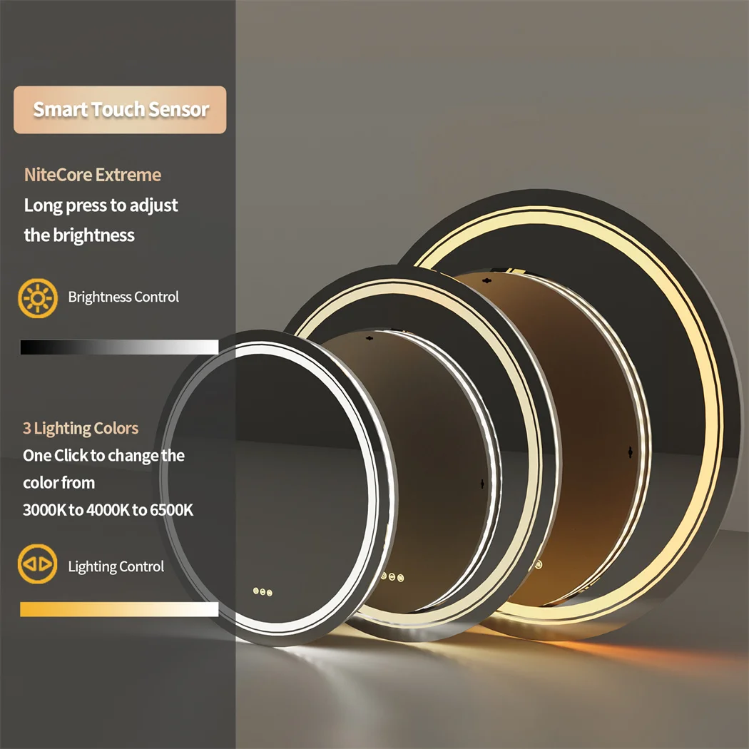 LUVODI Round Smart Mirror for Bathroom Waterproof Touch Screen Shower Vanity Mirror with Illumination for Wash Basin