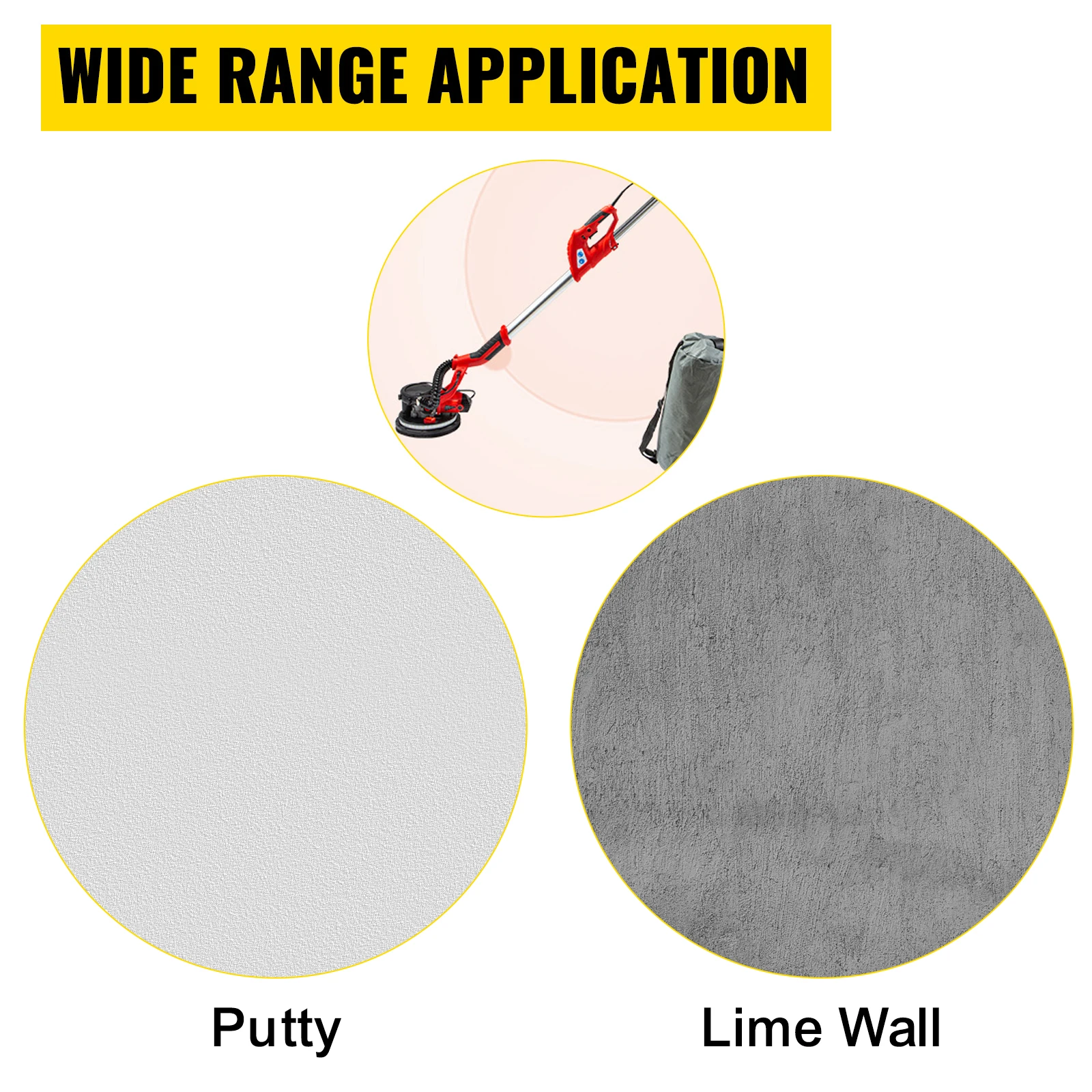 SucceBuy 850W Drywall Sander Variable Speed 800-1750RPM Electric Drywall Sander Foldable Sheetrock Sander with Telescope Handle