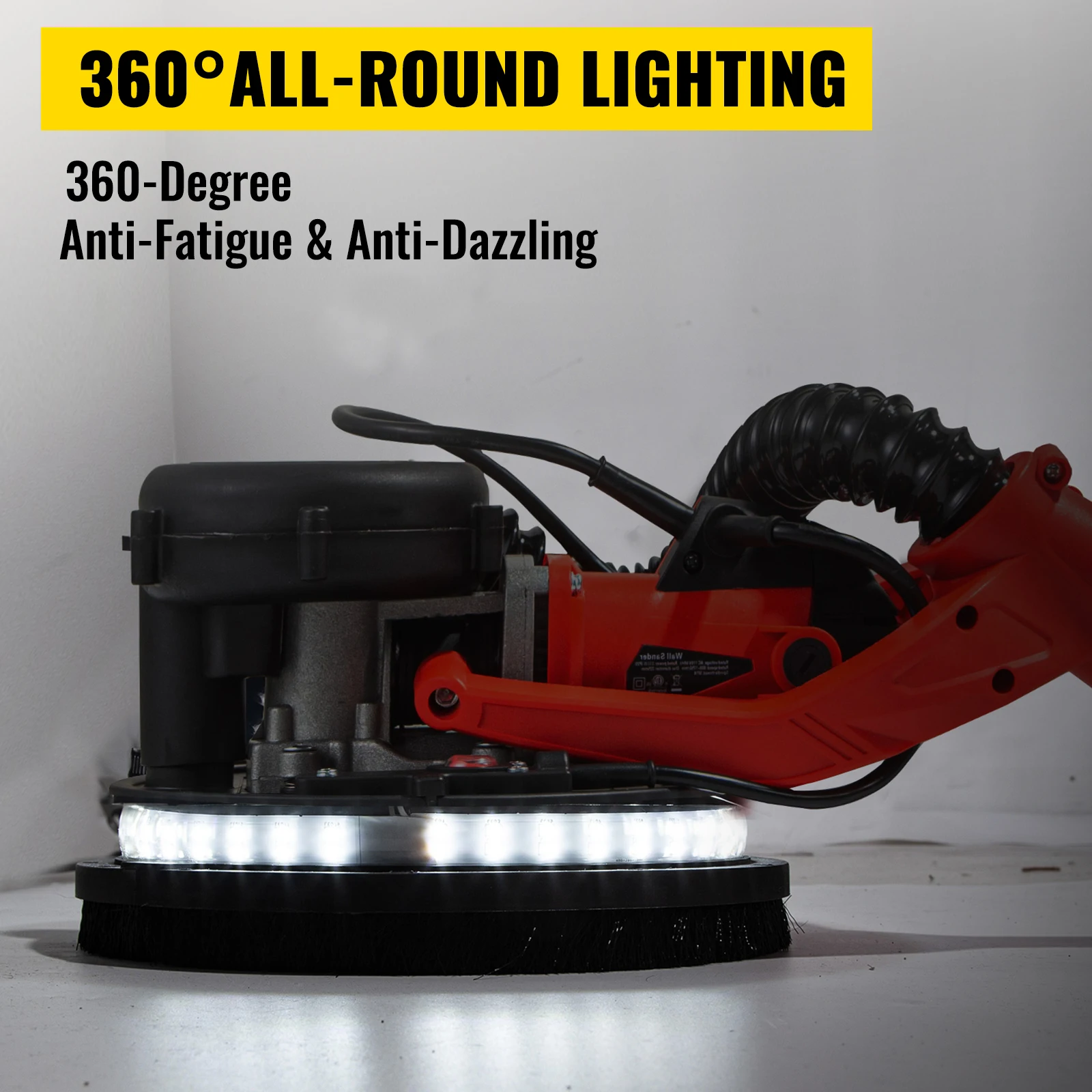 SucceBuy 850W Drywall Sander Variable Speed 800-1750RPM Electric Drywall Sander Foldable Sheetrock Sander with Telescope Handle