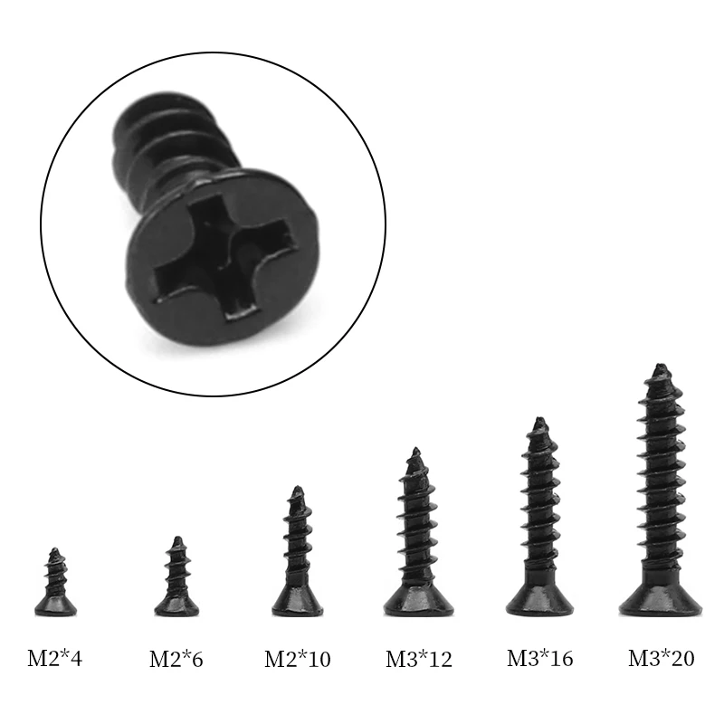 20/50pcs M2 M3 Small Micro Carbon Steel Cross Phillips Flat Countersunk Pan Head Self Tapping Wood Screw Machine Laptop Screws