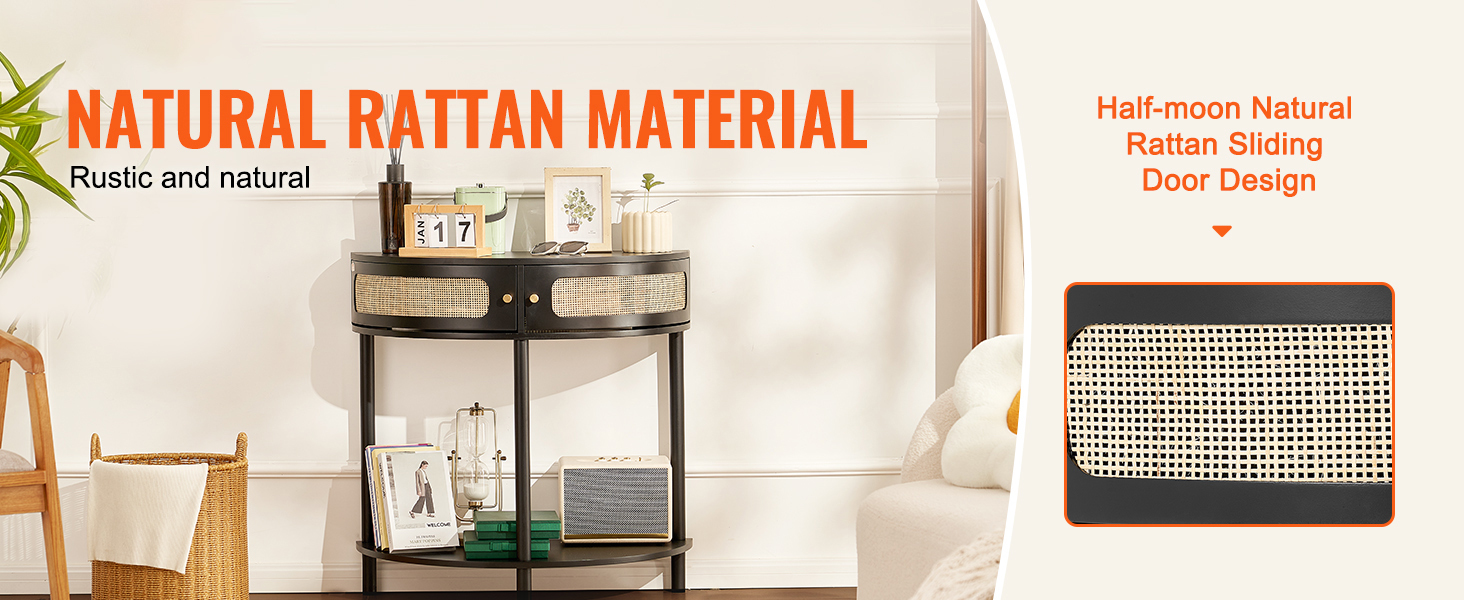 SucceBuy Rattan Console Table with 2/3Storage Drawers Rattan Entryway Table Console Table for Living Room Study Entryway TV Wall