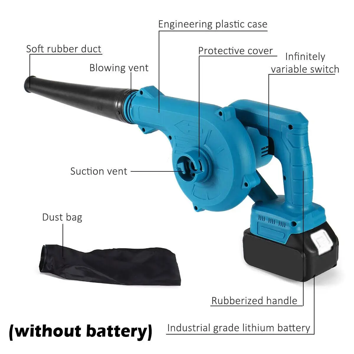2 in 1 Cordless Electric Air Leaf Blower Dust Vacuum Garden Clean Battery Handheld Power Tools with 2 Battery
