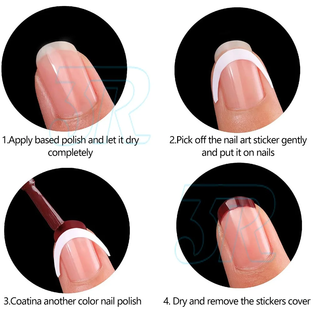 French Manicure Nail Art Tips Form Fringe Guides Sticker DIY Stencil 24PC/PACK