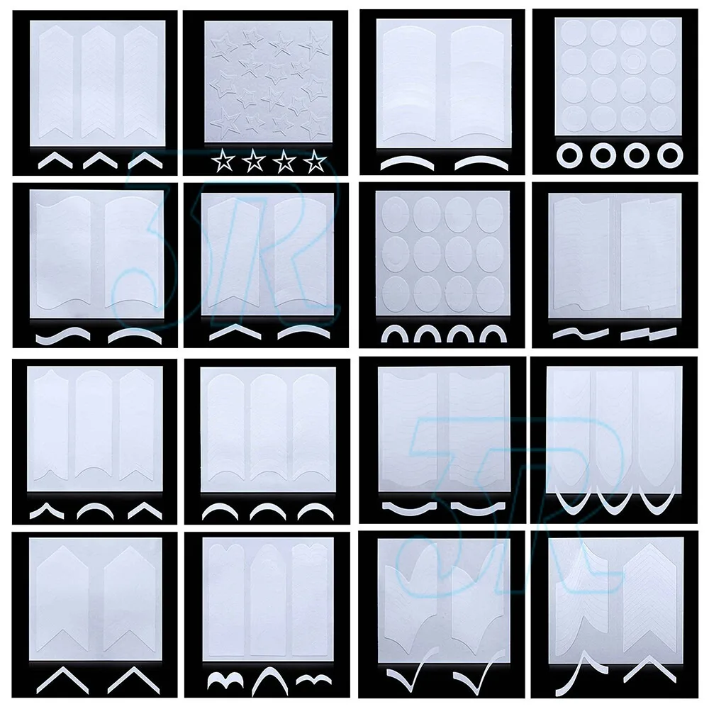 French Manicure Nail Art Tips Form Fringe Guides Sticker DIY Stencil 24PC/PACK