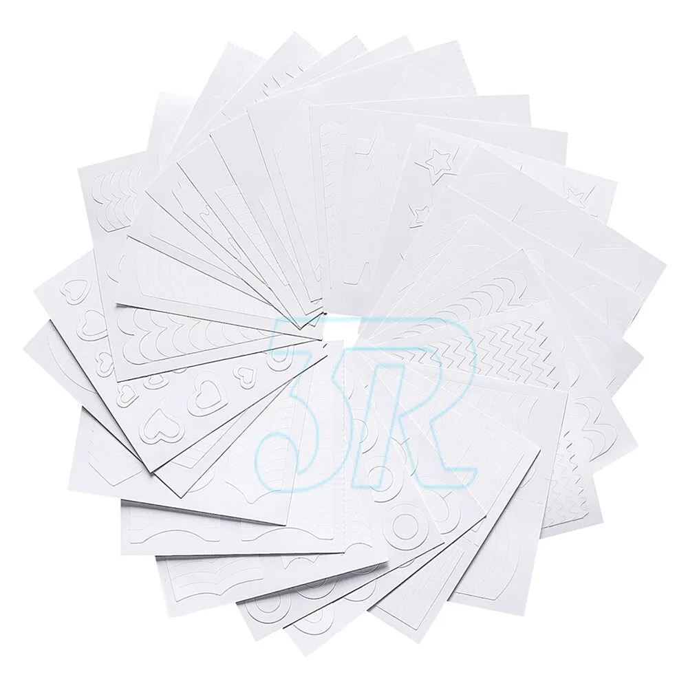 French Manicure Nail Art Tips Form Fringe Guides Sticker DIY Stencil 24PC/PACK