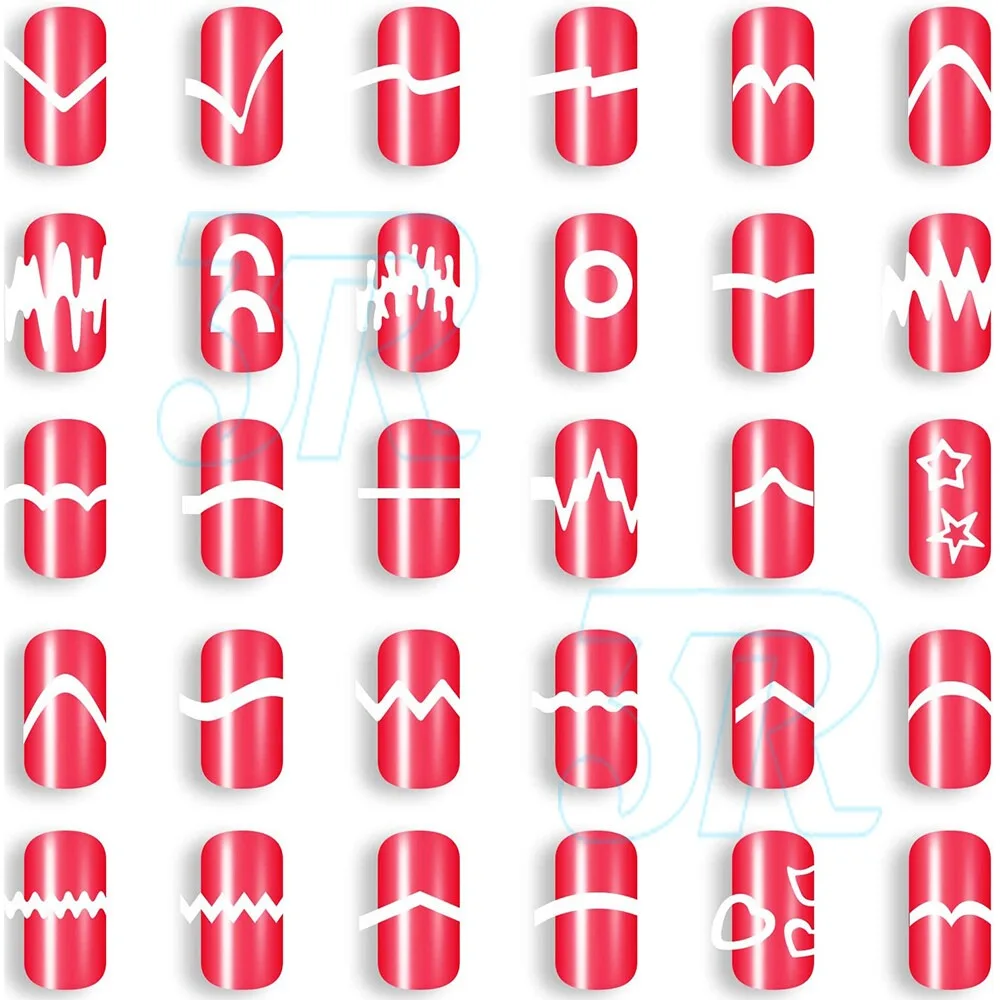French Manicure Nail Art Tips Form Fringe Guides Sticker DIY Stencil 24PC/PACK
