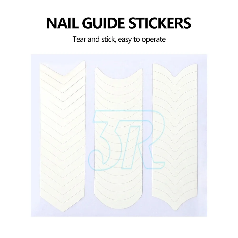 French Manicure Nail Art Tips Form Fringe Guides Sticker DIY Stencil 24PC/PACK