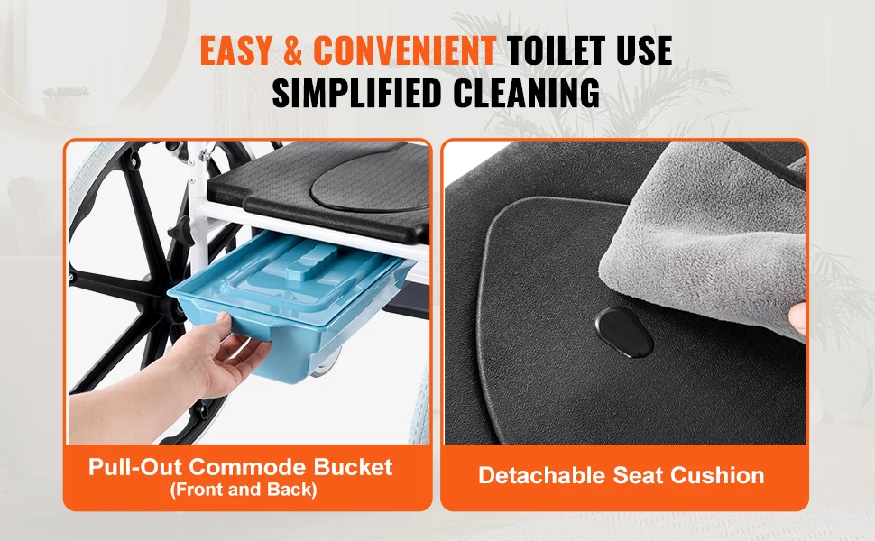 SucceBuy Shower Wheelchair 17.5 in Bathroom Wheelchair for Inside Shower Adjustable Rolling Shower Chair for Disabled Adult