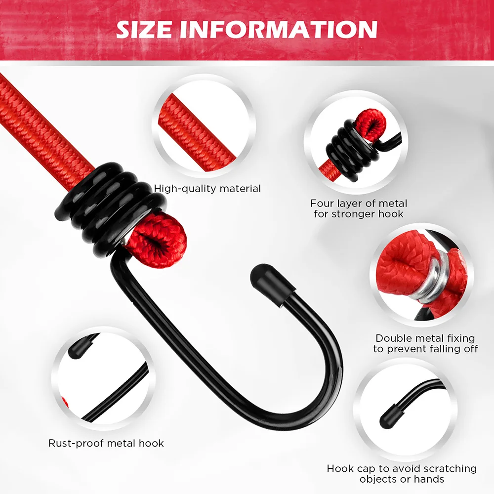 SEDY 24-Piece Heavy Duty Bungee Cords Set with Hooks, Assorted Sizes 10"-48" in Storage Jar, Ideal for Camping, Tents