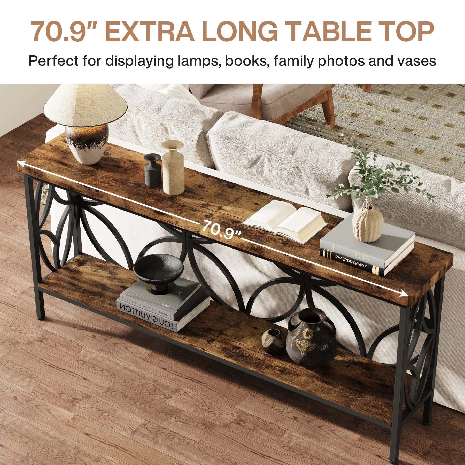 Tribesigns Hallway Console Table, 180 cm Long Sofa Table Behind Couch, Entry Console Table with Storage for Entryway, Living Roo