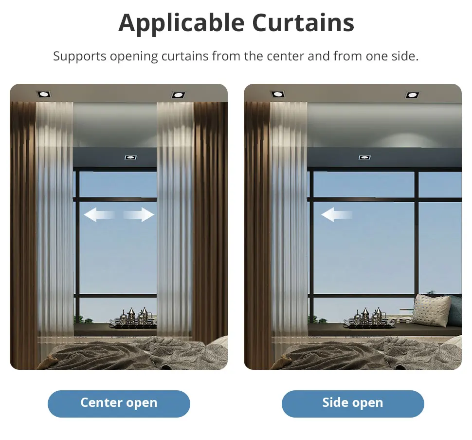 Zemismart Matter WiFi Smart Electric Curtain Motor with Curtain Rail Track Wall Work with Homekit Smartthings Alexa Google Home