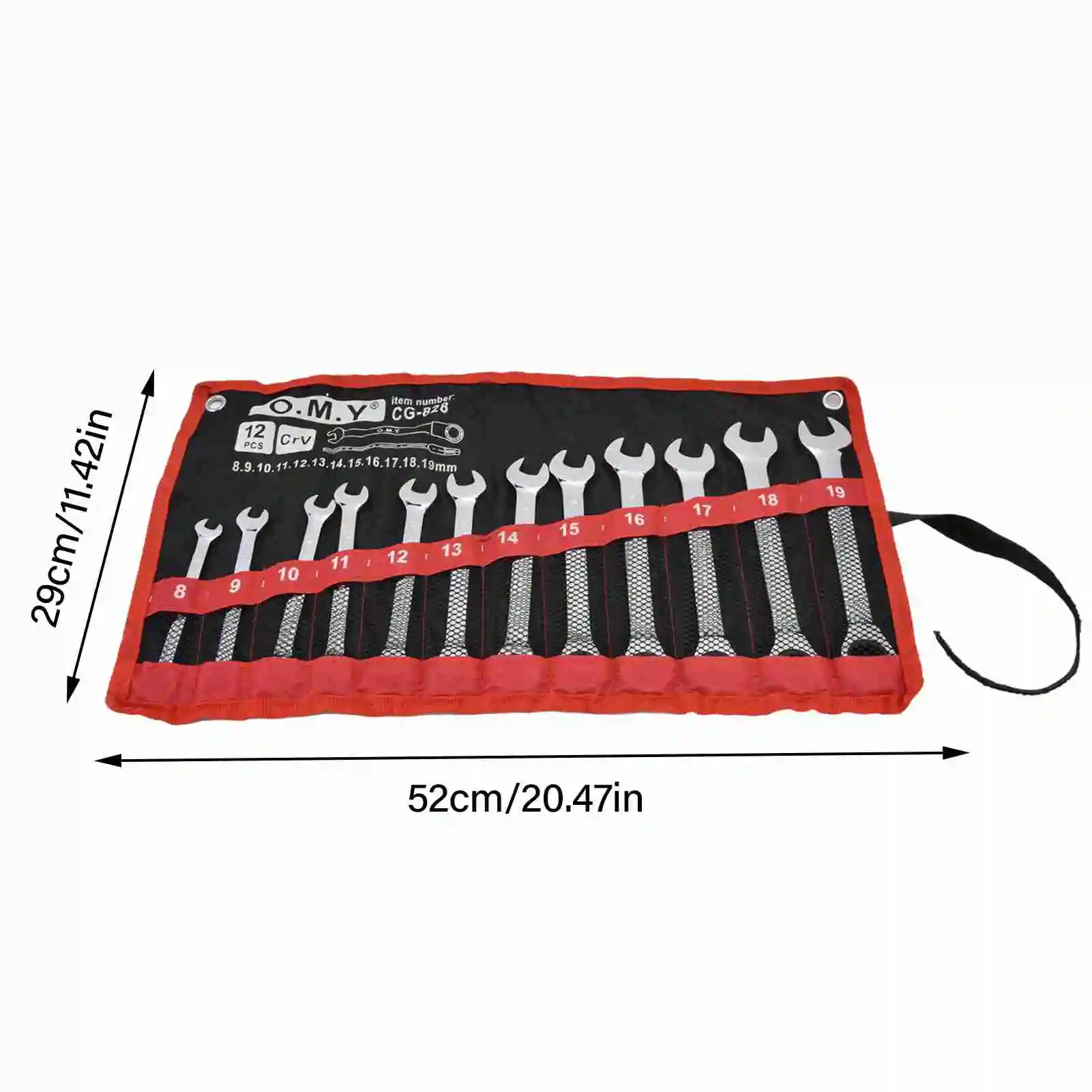 Manual Tools Ratchet Wrench Set Kit Metric Combination Chrome Vanadium Steel 8‑19mm with Storage Bag Ratchet Wrench Kit