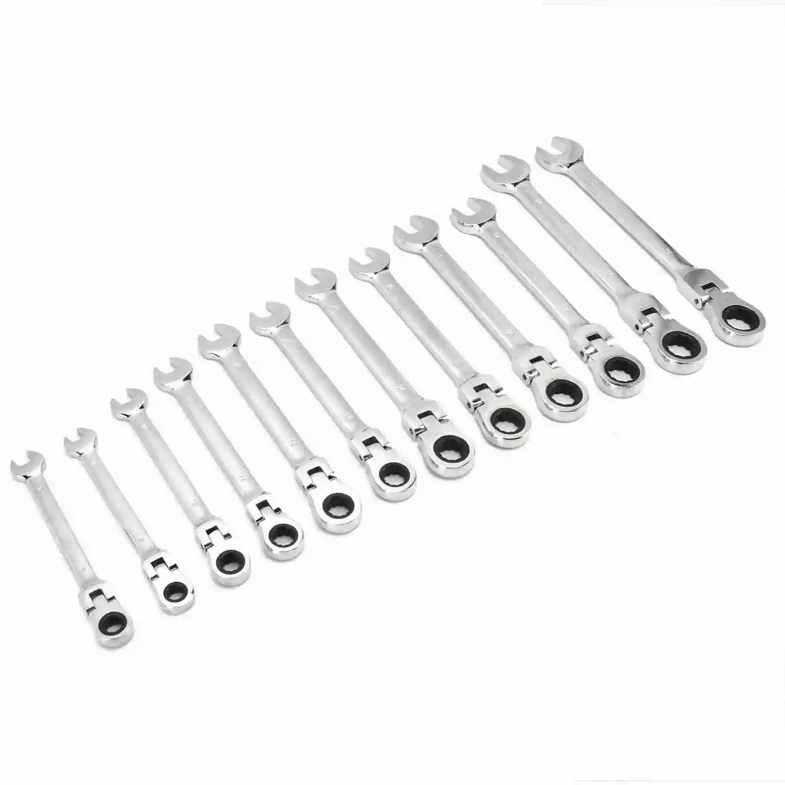 Manual Tools Ratchet Wrench Set Kit Metric Combination Chrome Vanadium Steel 8‑19mm with Storage Bag Ratchet Wrench Kit