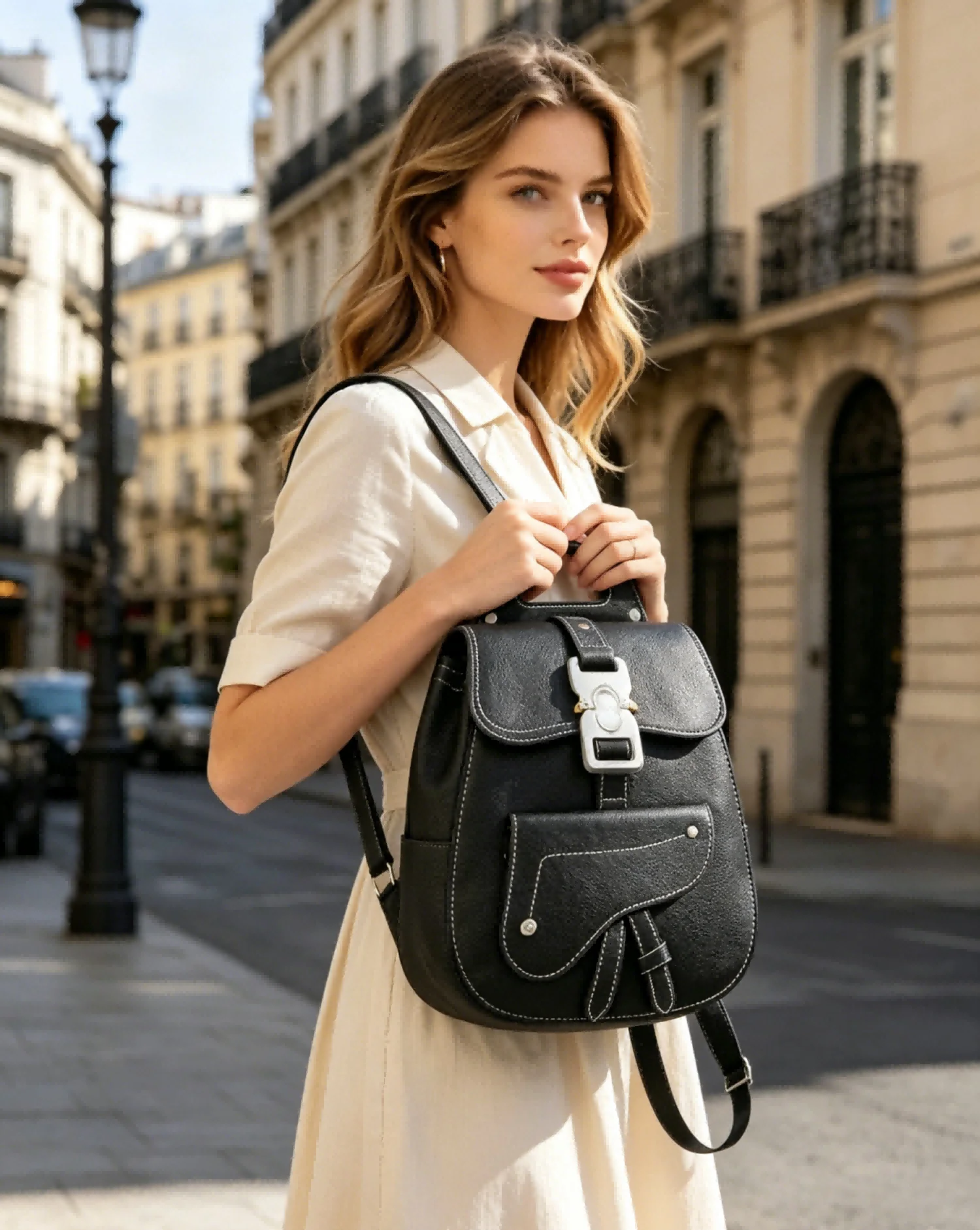 Retro Shoulder Bag Female New Style Bags & Shoes Fashion Trend Hook Women Backpack Students Bag Manufacturer Direct