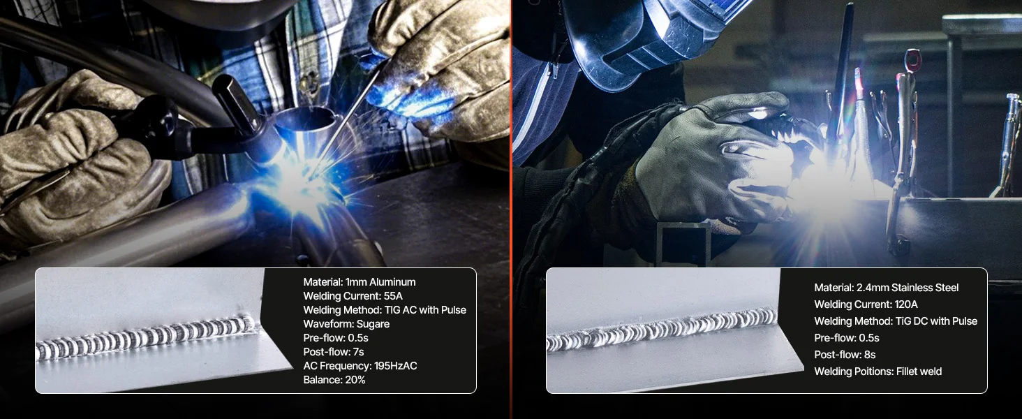 succebuy TIG Welder200A6-In-1Aluminum Welding Machine AC/ TIG/DC Pulse Spot MMA Stick Electric Welder with Synergic Control IGBT