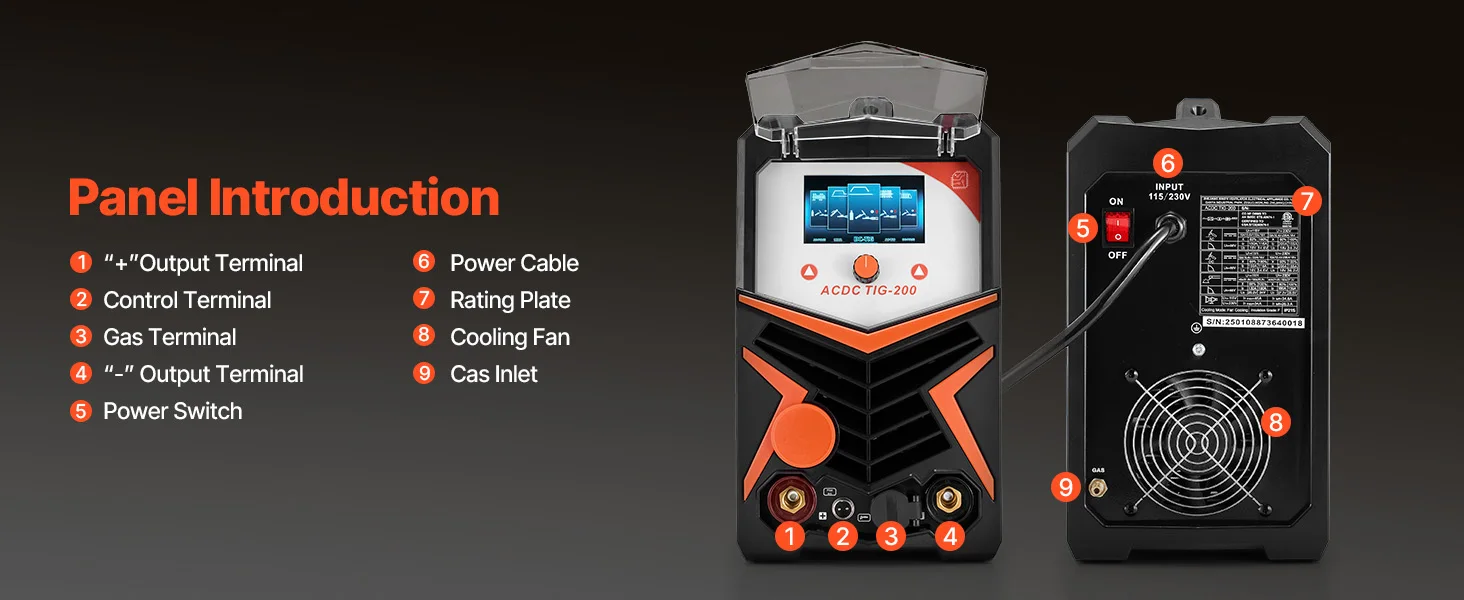 succebuy TIG Welder200A6-In-1Aluminum Welding Machine AC/ TIG/DC Pulse Spot MMA Stick Electric Welder with Synergic Control IGBT