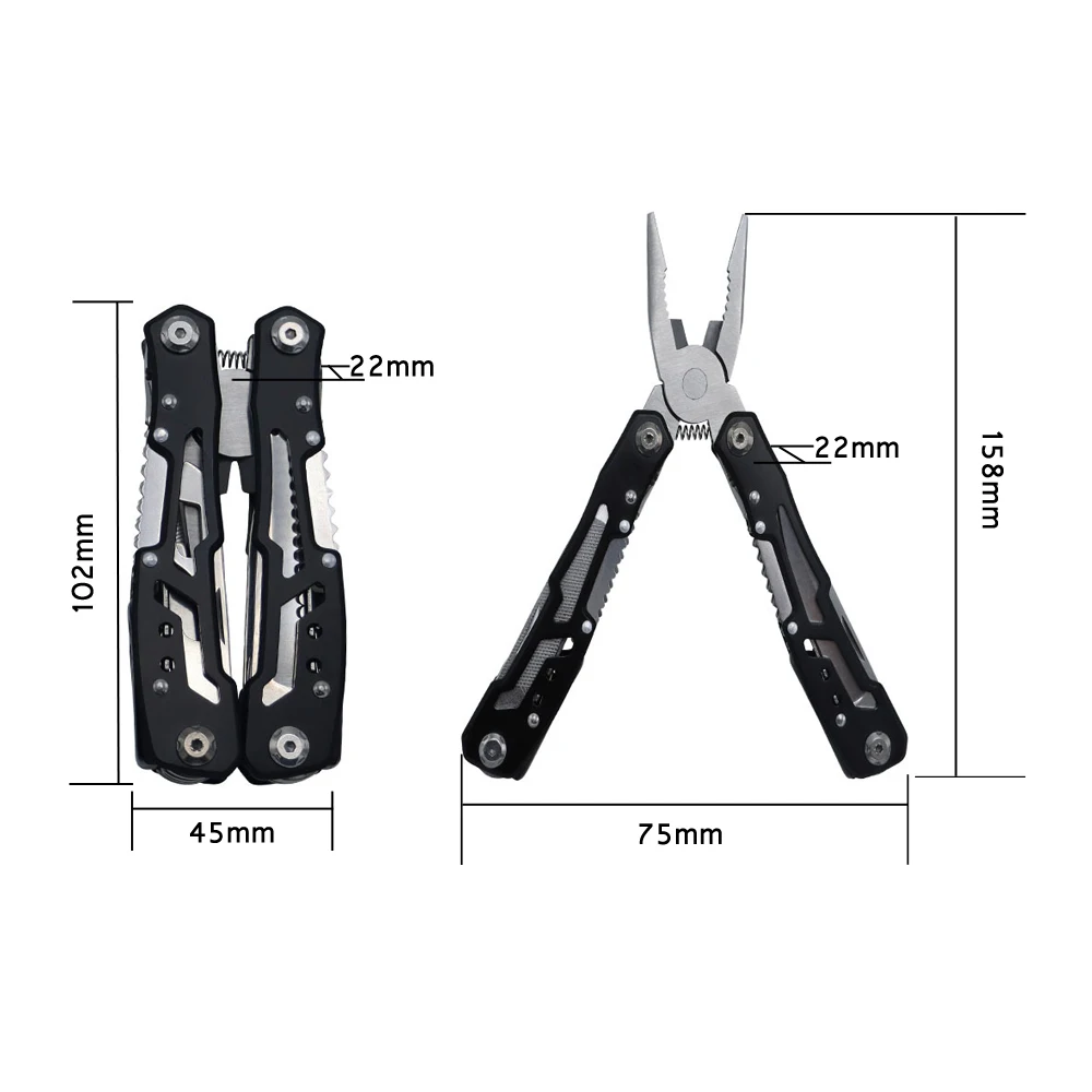 Multitool Steel Plier Folding Pliers All In one Camping Hiking Pocket Tool Set