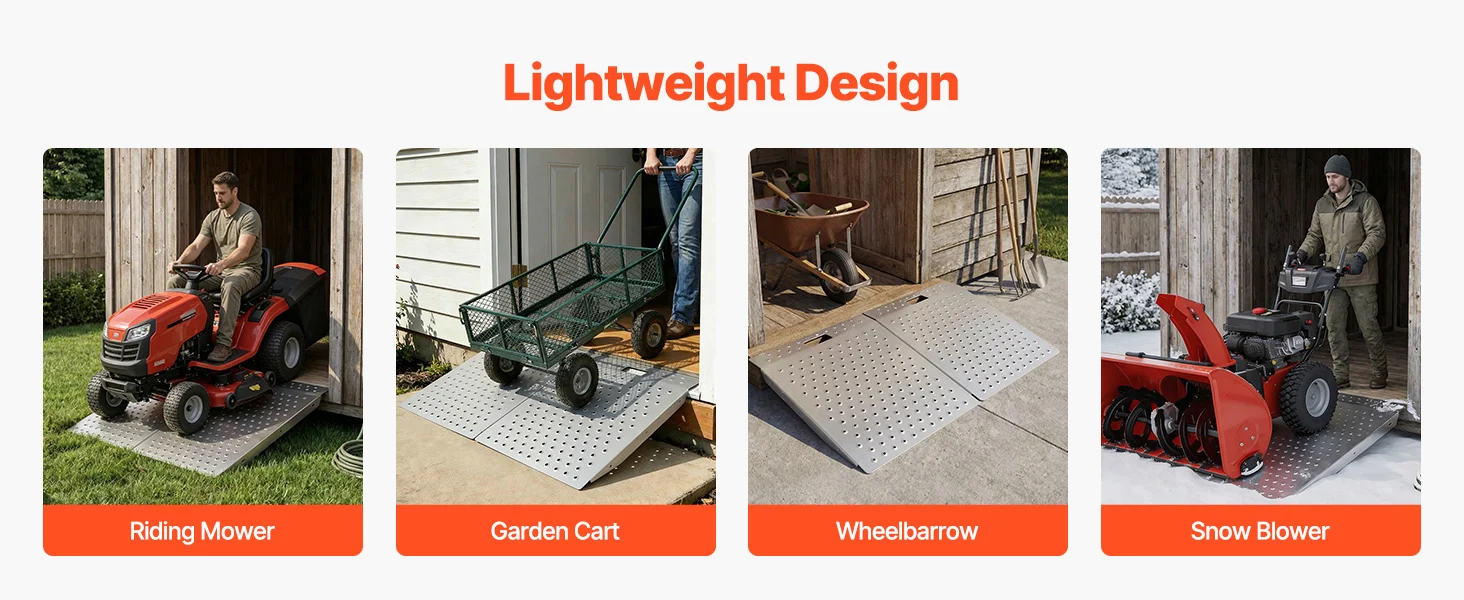 SucceBuy 750LBS 29.5 x 24.3in Non-Slip Door Threshold Ramp Platform Aluminum Wheelchair Ramp for Home Steps Curbs Doorways