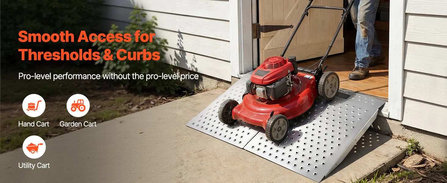 SucceBuy 750LBS 29.5 x 24.3in Non-Slip Door Threshold Ramp Platform Aluminum Wheelchair Ramp for Home Steps Curbs Doorways