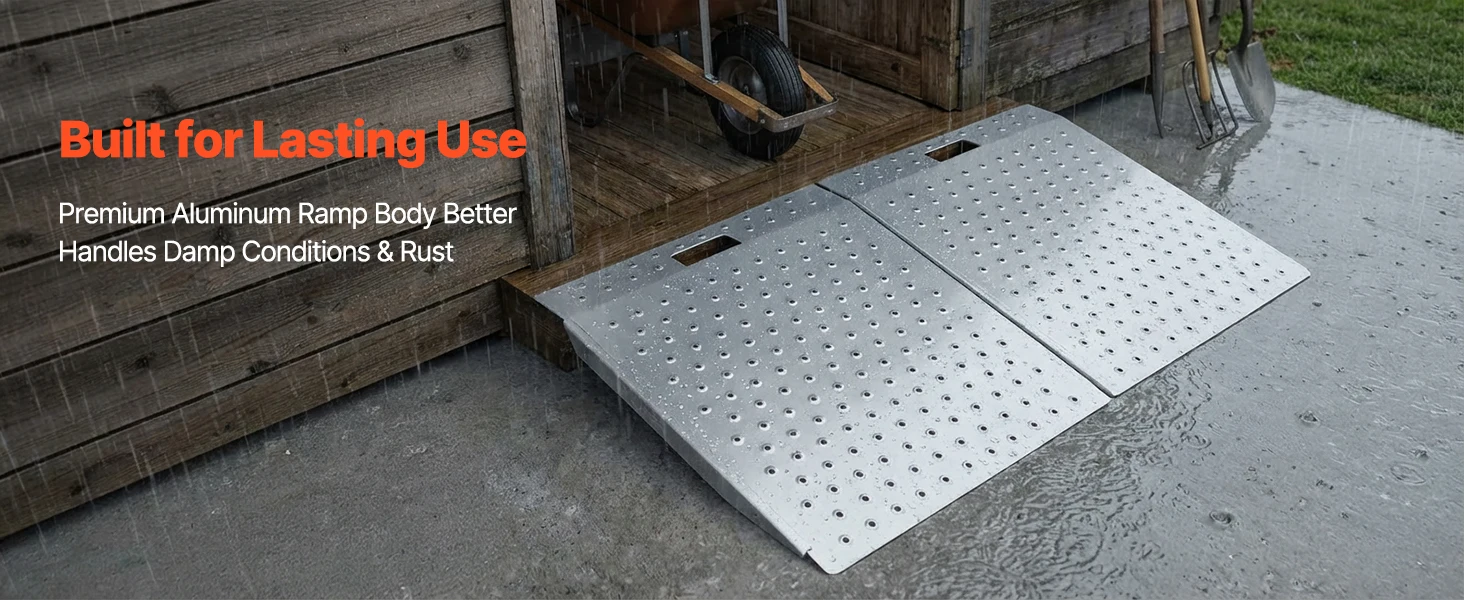 SucceBuy 750LBS 29.5 x 24.3in Non-Slip Door Threshold Ramp Platform Aluminum Wheelchair Ramp for Home Steps Curbs Doorways