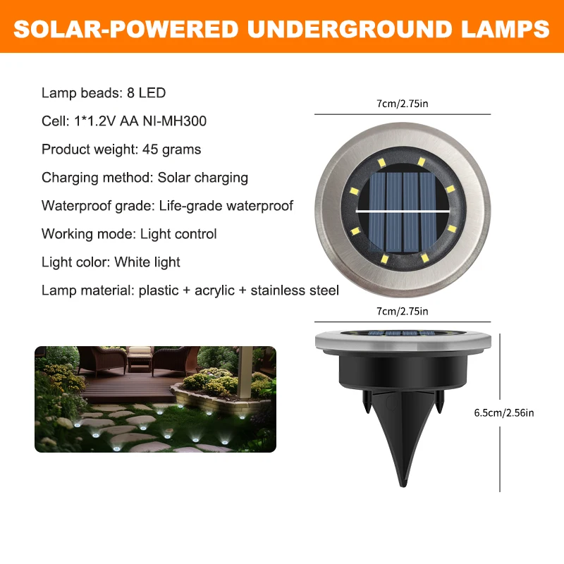 8pcs Solar Buried Lights+12pcs solar outdoor LED stainless steel stick lights+4pcs Multi-Color 90LED Starburst String Light IP44