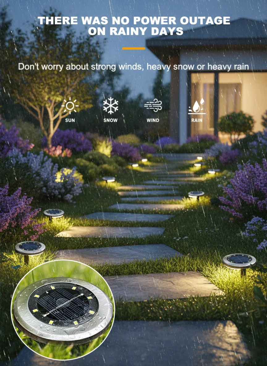 8pcs Solar Buried Lights+12pcs solar outdoor LED stainless steel stick lights+4pcs Multi-Color 90LED Starburst String Light IP44