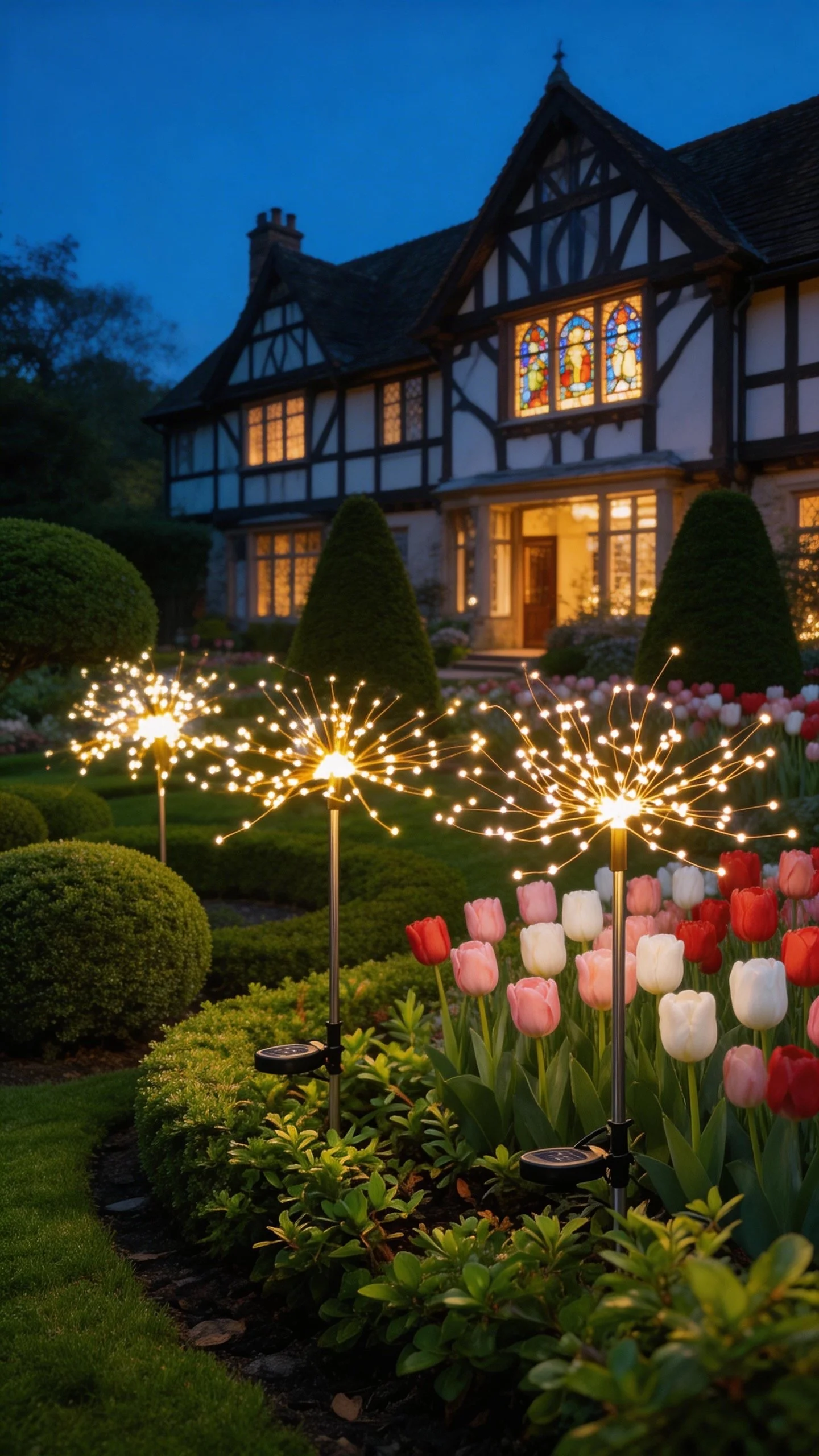 8pcs Solar Buried Lights+12pcs solar outdoor LED stainless steel stick lights+4pcs Multi-Color 90LED Starburst String Light IP44