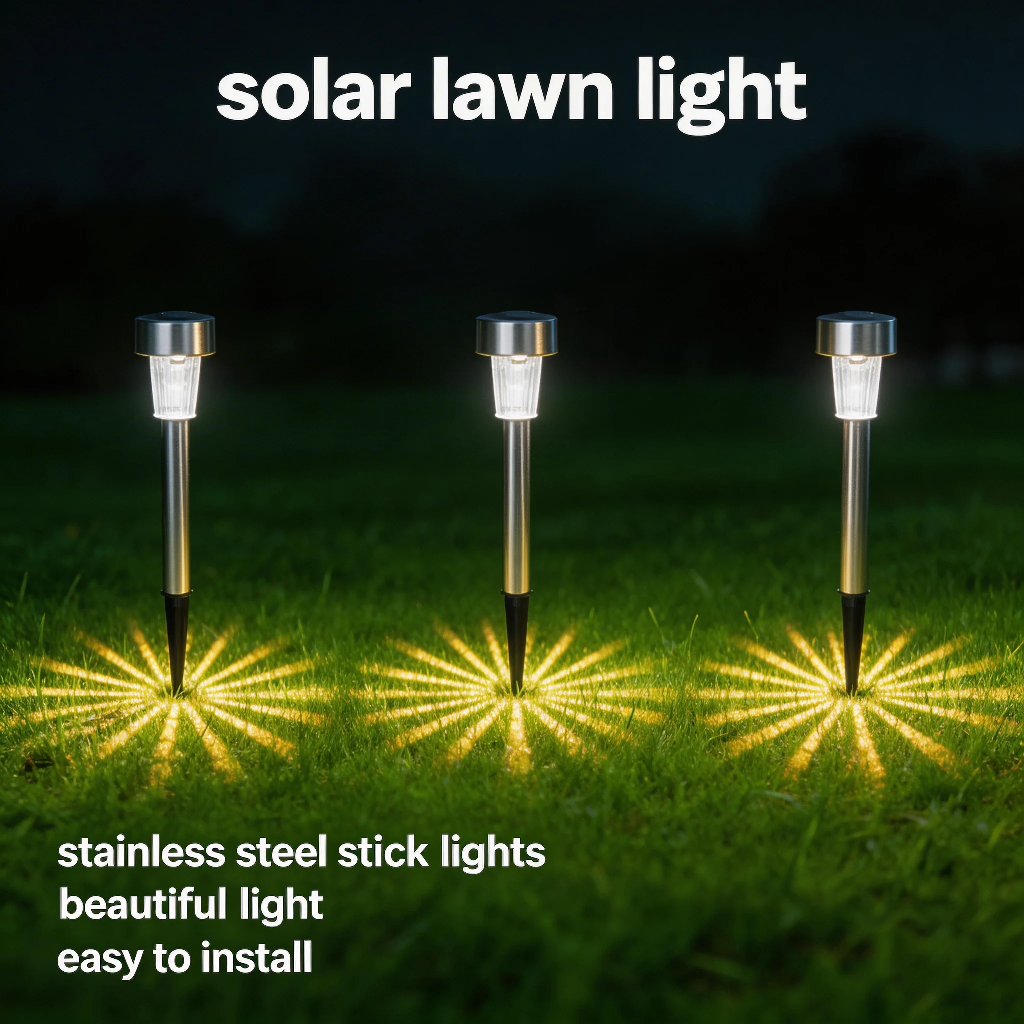 8pcs Solar Buried Lights+12pcs solar outdoor LED stainless steel stick lights+4pcs Multi-Color 90LED Starburst String Light IP44