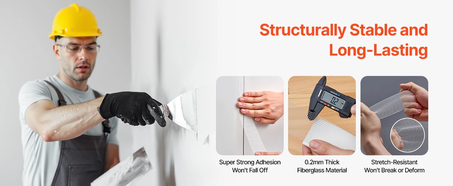 SucceBuy Drywall Mesh Tape 1.97inWx147.64ftL Self-Adhesive Fiberglass Drywall Joint Tape 36Rolls Dry Wall Patch for Crack Repair